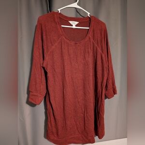Market and Spruce 3/4 Sleeve Sweater Burnt Red 2x